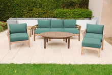 6 pc Monterey Teak Seating Group with 52" Chat Table. Sunbrella Cushion.