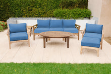 6 pc Monterey Teak Seating Group with 52" Chat Table. Sunbrella Cushion.