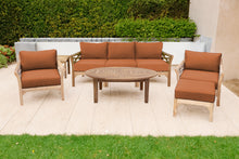 6 pc Monterey Teak Seating Group with 52" Chat Table. Sunbrella Cushion.