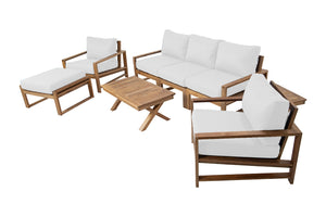 6 pc Newport Teak Seating Group with 42" Coffee Table. Sunbrella Cushion.