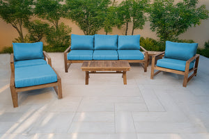 6 pc Newport Teak Seating Group with 42" Coffee Table. Sunbrella Cushion.