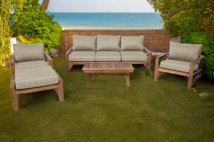 6 pc Newport Teak Seating Group with 42" Coffee Table. Sunbrella Cushion.