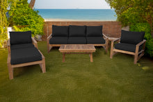 6 pc Newport Teak Seating Group with 42" Coffee Table. Sunbrella Cushion.