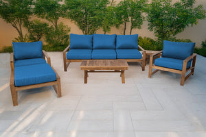 6 pc Newport Teak Seating Group with 42" Coffee Table. Sunbrella Cushion.