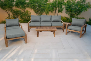 6 pc Newport Teak Seating Group with 42" Coffee Table. Sunbrella Cushion.