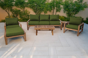 6 pc Newport Teak Seating Group with 42" Coffee Table. Sunbrella Cushion.