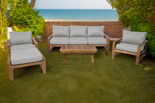 6 pc Newport Teak Seating Group with 42" Coffee Table. Sunbrella Cushion.