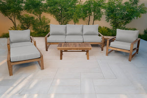 6 pc Newport Teak Seating Group with 42" Coffee Table. Sunbrella Cushion.