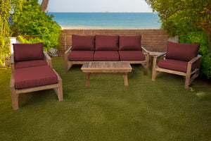 6 pc Newport Teak Seating Group with 42" Coffee Table. Sunbrella Cushion.