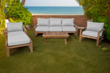 6 pc Newport Teak Seating Group with 42" Coffee Table. Sunbrella Cushion.