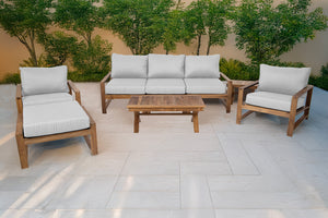 6 pc Newport Teak Seating Group with 42" Coffee Table. Sunbrella Cushion.