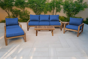 6 pc Newport Teak Seating Group with 42" Coffee Table. Sunbrella Cushion.