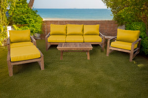 6 pc Newport Teak Seating Group with 42" Coffee Table. Sunbrella Cushion.