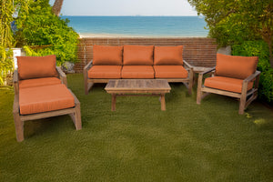 6 pc Newport Teak Seating Group with 42" Coffee Table. Sunbrella Cushion.