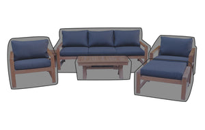 6 pc Newport Teak Seating Group with 42" Coffee Table WeatherMAX Outdoor Weather Cover