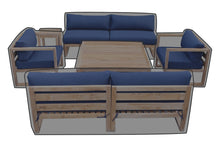 6 pc Venice Teak Deep Seating Armless with Square Coffee Table WeatherMAX Outdoor Weather Cover