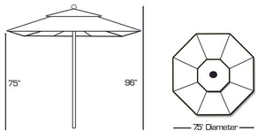 Galtech 722 7.5' Deluxe Commercial Manual Lift Outdoor Market Umbrella