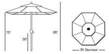 Galtech 727 7.5' Aluminum Outdoor Market Umbrella with Deluxe Auto Tilt