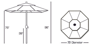 Galtech 727 7.5' Aluminum Outdoor Market Umbrella with Deluxe Auto Tilt