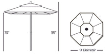 Galtech 735 9' Commercial Manual Lift Outdoor Market Umbrella