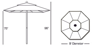 Galtech 735 9' Commercial Manual Lift Outdoor Market Umbrella