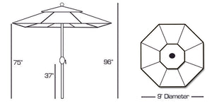 Galtech 736 9' Standard Auto Tilt Outdoor Market Umbrella