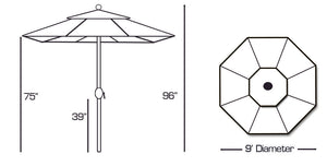 Galtech 737 9' Aluminum Outdoor Market Umbrella with Deluxe Auto Tilt