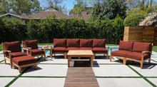 7 pc Huntington Teak Deep Seating Deluxe Sofa Set with 36" Chat Table. Sunbrella Cushion.