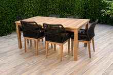 7 pc Beverly Rope & Teak Outdoor Dining Set with 42"x72" Rectangular Dining Table