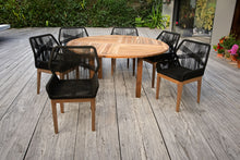 7 pc Beverly Rope & Teak Outdoor Dining Set with 60" Round Table