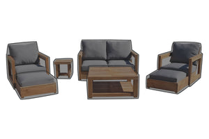 7 pc Chatsworth Loveseat Teak Deep Seating with Coffee Table WeatherMAX Outdoor Weather Cover