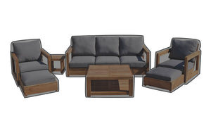 7 pc Chatsworth Sofa Teak Deep Seating with Coffee Table WeatherMAX Outdoor Weather Cover