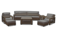 7 pc Chatsworth Teak Deep Seating Deluxe Sofa with 36" Coffee Table WeatherMAX Outdoor Weather Cover