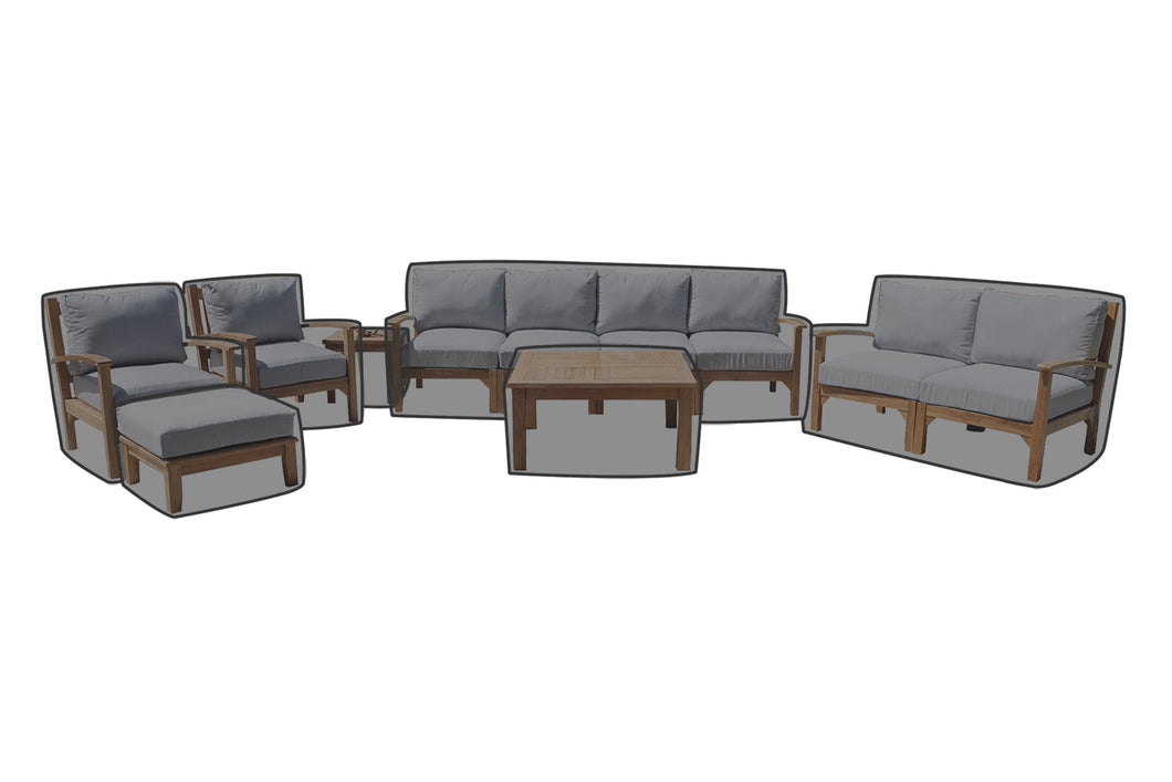 7 pc Huntington Teak Deep Seating Deluxe Sofa Set with 36