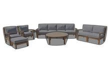 7 pc Huntington Teak Deep Seating Deluxe Sofa Set with 52" Chat Table WeatherMAX Outdoor Weather Covers