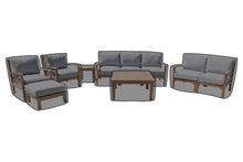7 pc Huntington Teak Deep Seating Sofa Set with 36" Chat Table WeatherMAX Outdoor Weather Covers