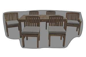 7 pc Huntington Teak Dining Set w/ 72" Rectangle Table WeatherMAX Outdoor Weather Cover