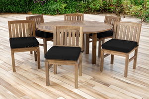 7 pc Huntington Teak Dining Set with 60" Round Dining Table