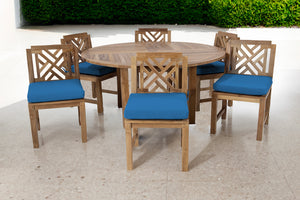 7 pc Monterey Teak Dining Set with 60" Round Dining Table