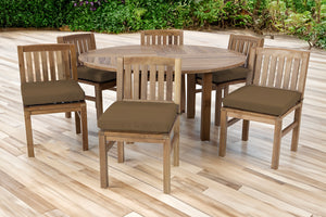 7 pc Huntington Teak Dining Set with 60" Round Dining Table