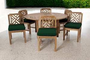 7 pc Monterey Teak Dining Set with 60" Round Dining Table