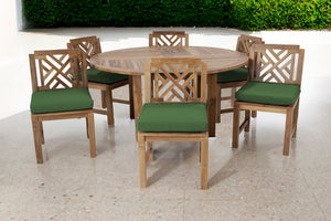 7 pc Monterey Teak Dining Set with 60" Round Dining Table