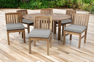 7 pc Huntington Teak Dining Set with 60" Round Dining Table