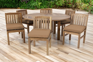 7 pc Huntington Teak Dining Set with 60" Round Dining Table