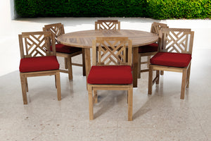 7 pc Monterey Teak Dining Set with 60" Round Dining Table