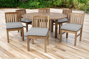 7 pc Huntington Teak Dining Set with 60" Round Dining Table