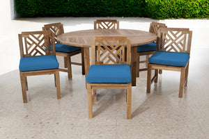 7 pc Monterey Teak Dining Set with 60" Round Dining Table