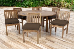 7 pc Huntington Teak Dining Set with 60" Round Dining Table