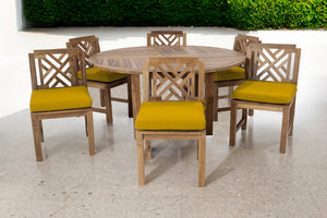 7 pc Monterey Teak Dining Set with 60" Round Dining Table