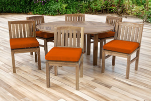 7 pc Huntington Teak Dining Set with 60" Round Dining Table